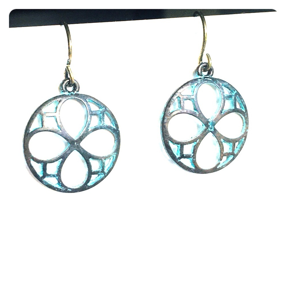 5/$25 Rustic Blue Metal Earrings NWOT (Matching Necklace in Separate Listing)